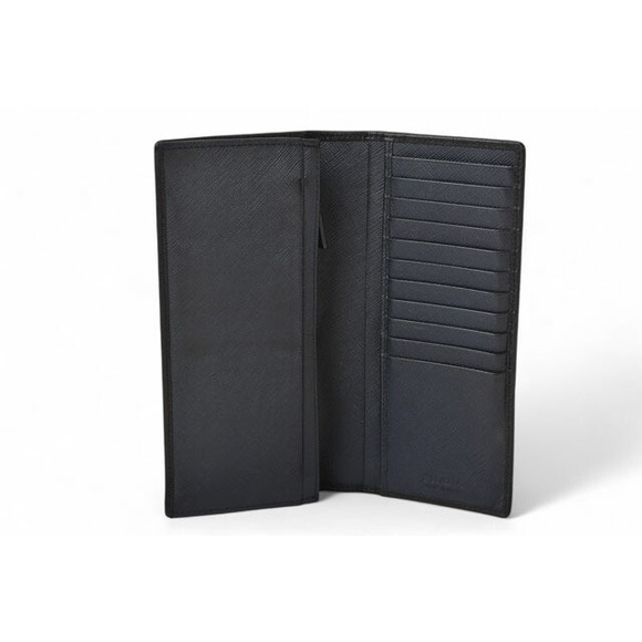 Prada Saffiano Embossed Leather Long Wallet Neri Baltico Black Navy Blue - Picture 5 of 11